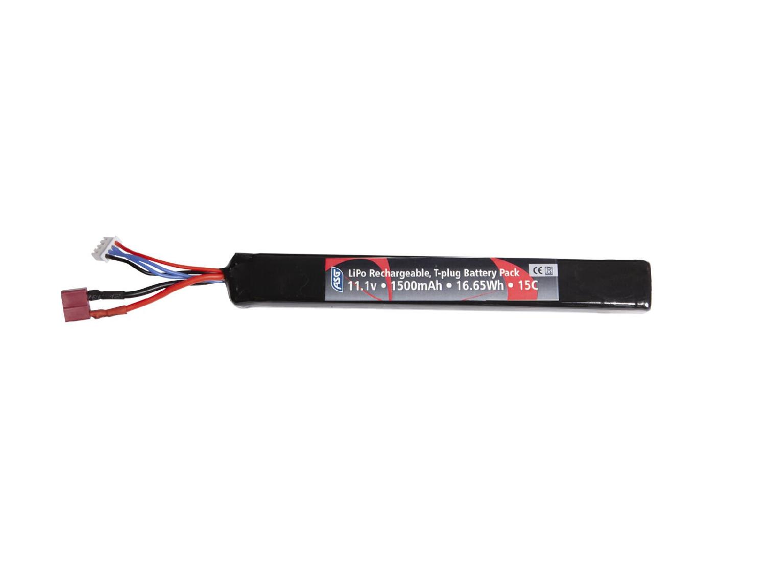 ASG 11.1v 1500mAh 15C Single Stick T-Plug Li-Po Pil