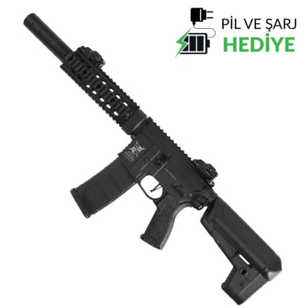 Delta Armory AR15 SilentOps 7" Charlie Siyah AEG Airsoft Tüfek / Pil Şarj Setli