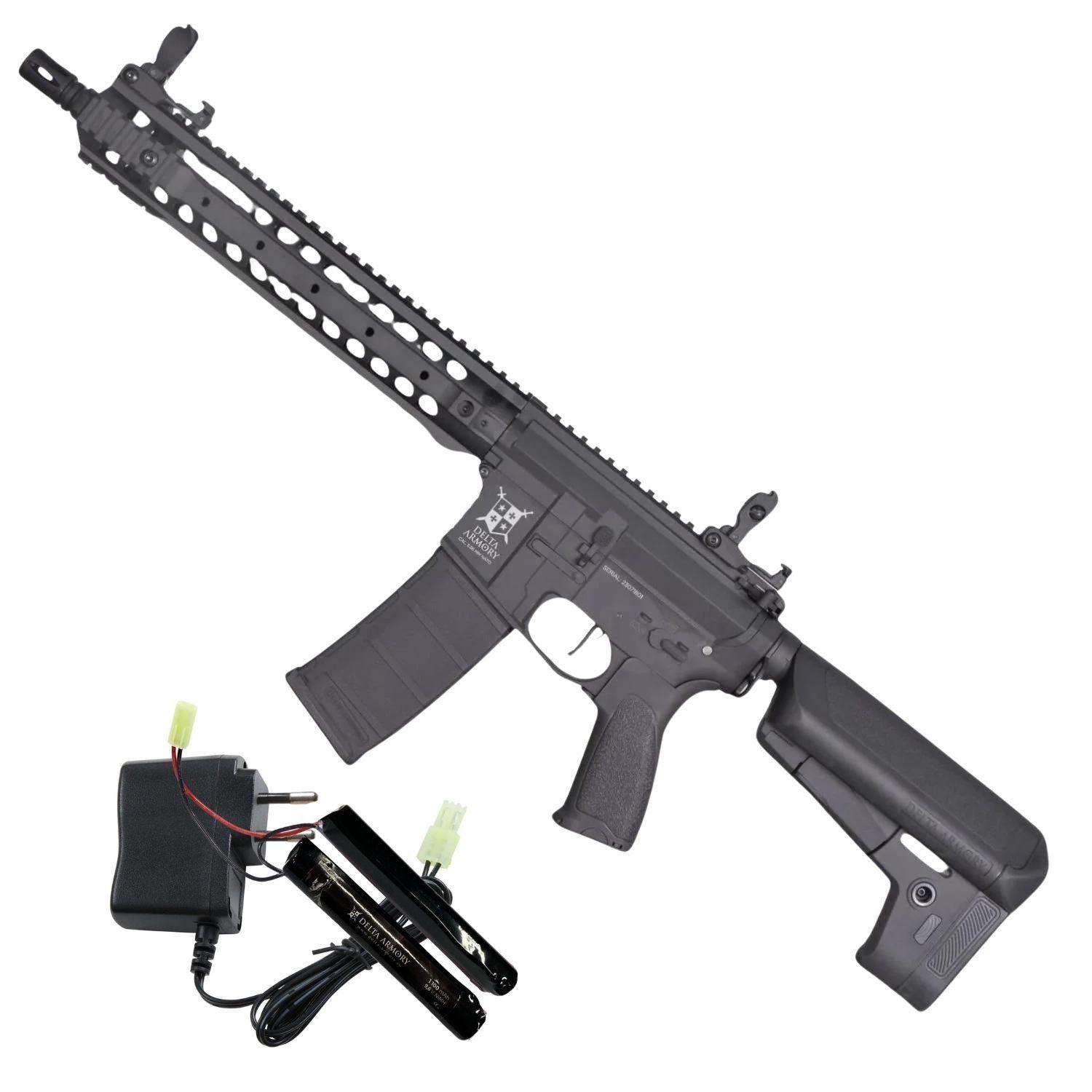 Delta Armory AR15 URX3 12" BRAVO Siyah AEG Airsoft Tüfek / Pil Şarj Setli