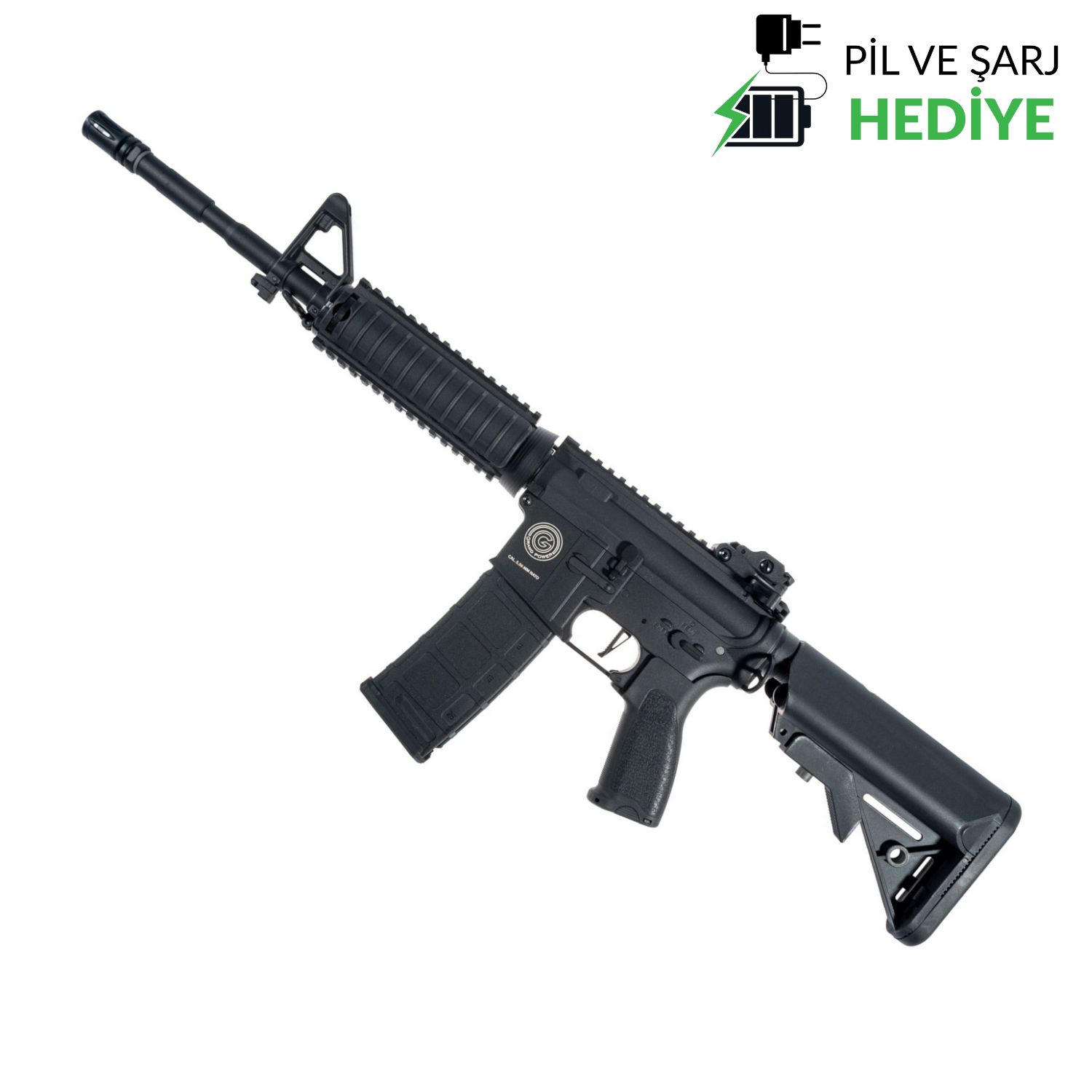 Delta Armory Grand Power AR15 RIS Charlie Siyah AEG Airsoft Tüfek / Pil Şarj Setli