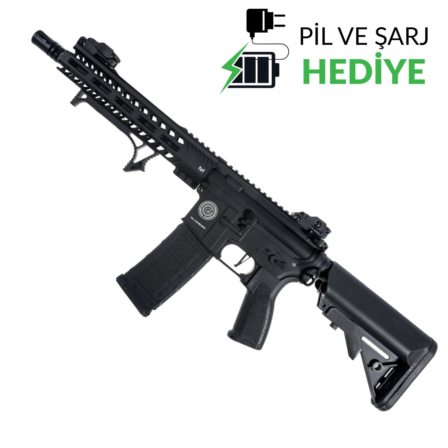 Delta Armory Grand Power M4 AR15 10" M-Lok ALPHA Siyah AEG Airsoft Tüfek / Pil Şarj Setli