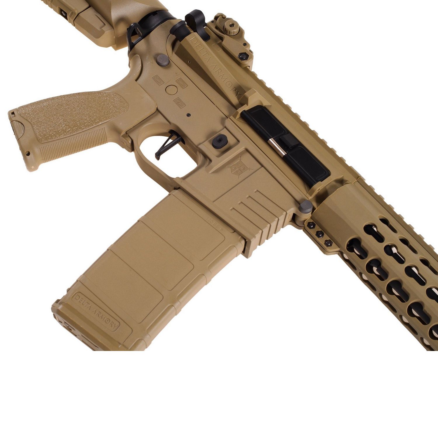 Delta Armory M4 AR15 KeyMod 10" Charlie Full Tan AEG Airsoft Tüfek / Pil Şarj Setli - Görsel 5