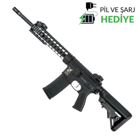 Delta Armory  M4 AR15 KeyMod 10" Charlie Siyah AEG Airsoft Tüfek / Pil Şarj Setli
