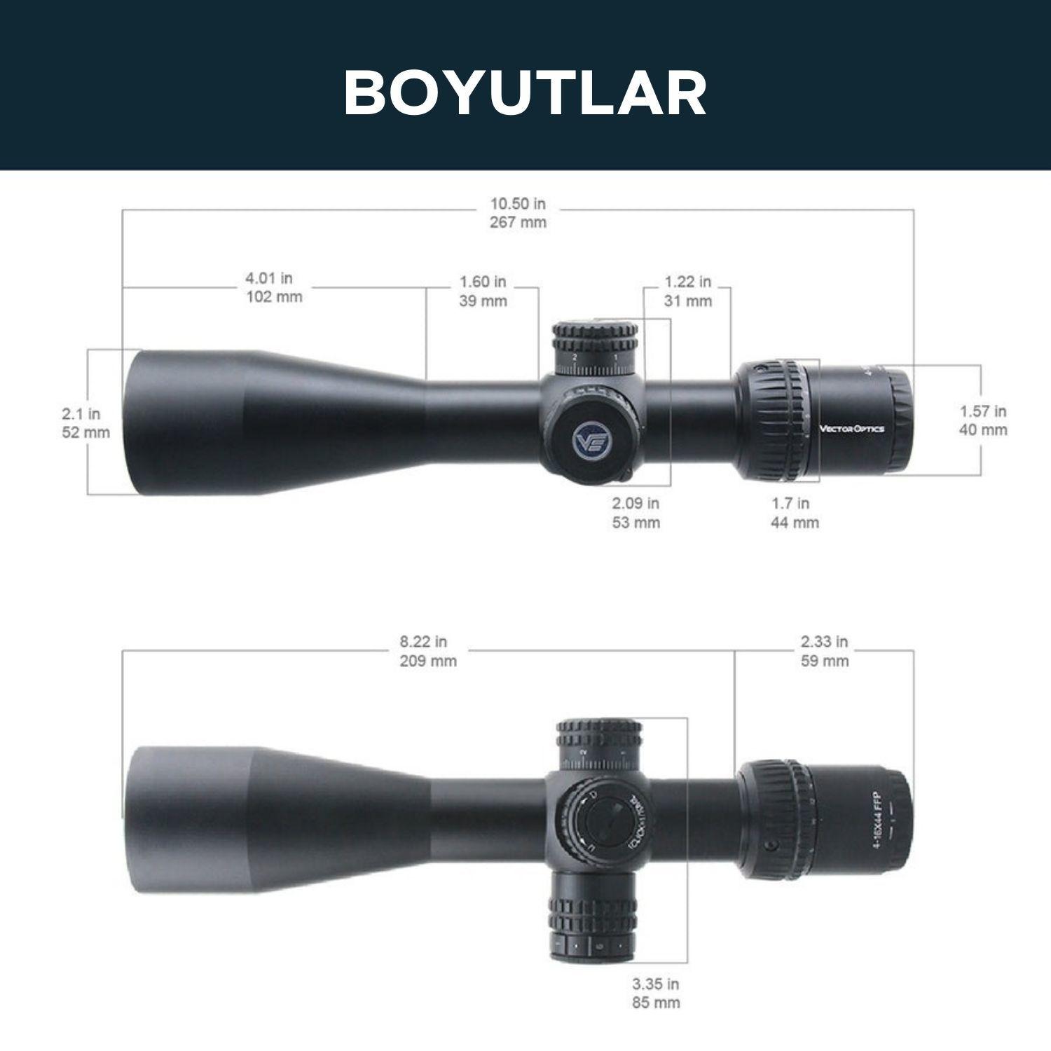 Vector Optics Veyron 4-16x44 IR FFP Tüfek Dürbünü - Görsel 3