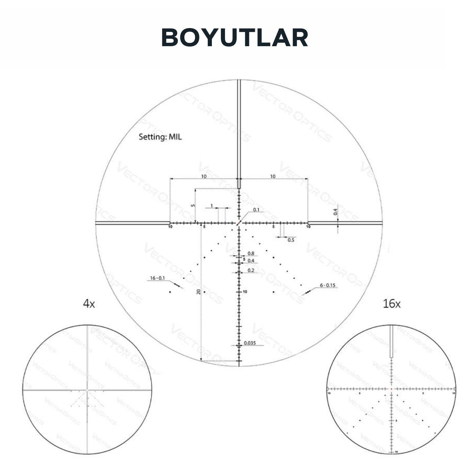 Vector Optics Veyron 4-16x44 IR FFP Tüfek Dürbünü - Görsel 6