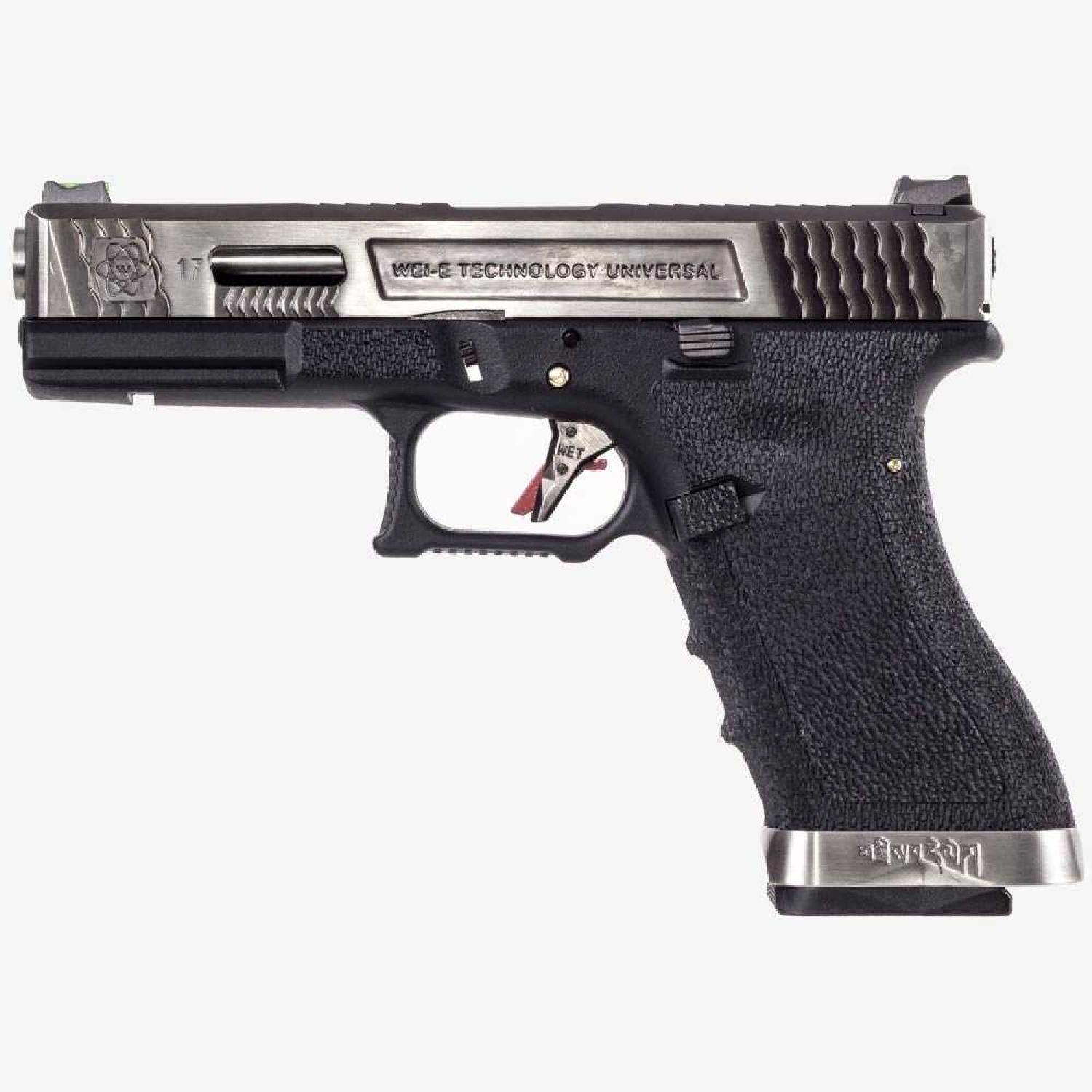 WE Glock G17 T7 Gümüş Kızak & Namlu Siyah Gövde GBB Airsoft Tabanca - Görsel 2
