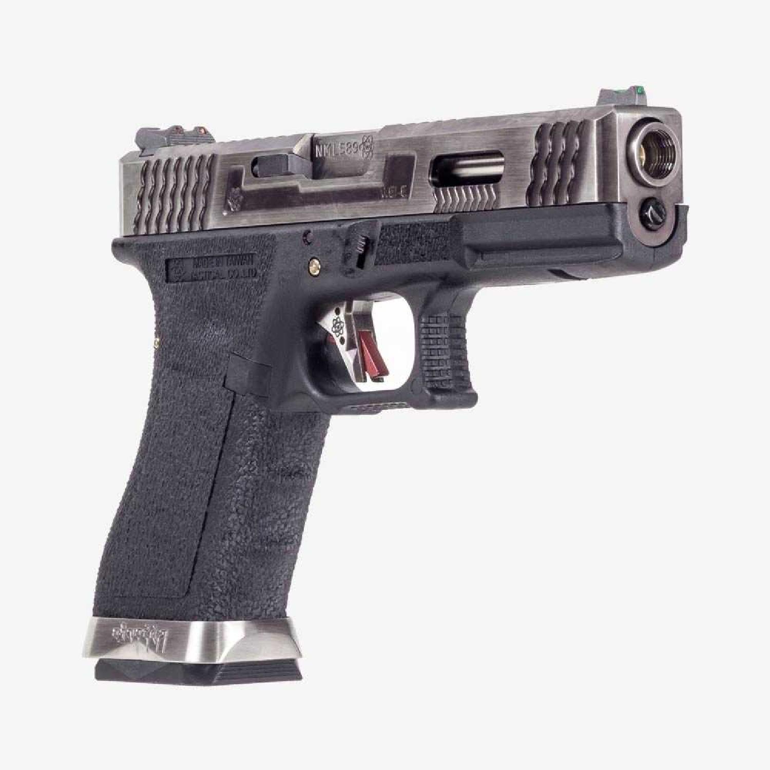 WE Glock G17 T7 Gümüş Kızak & Namlu Siyah Gövde GBB Airsoft Tabanca - Görsel 4