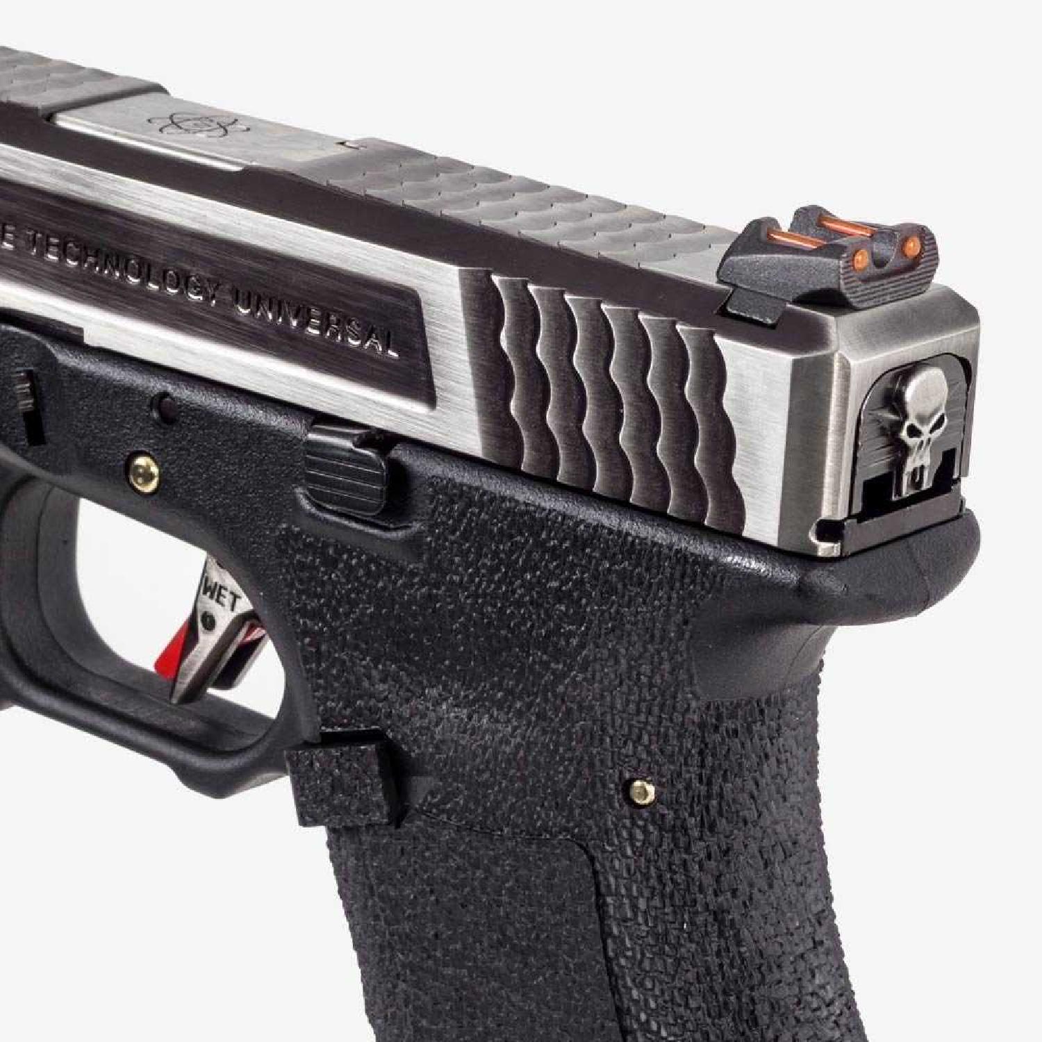 WE Glock G17 T7 Gümüş Kızak & Namlu Siyah Gövde GBB Airsoft Tabanca - Görsel 5