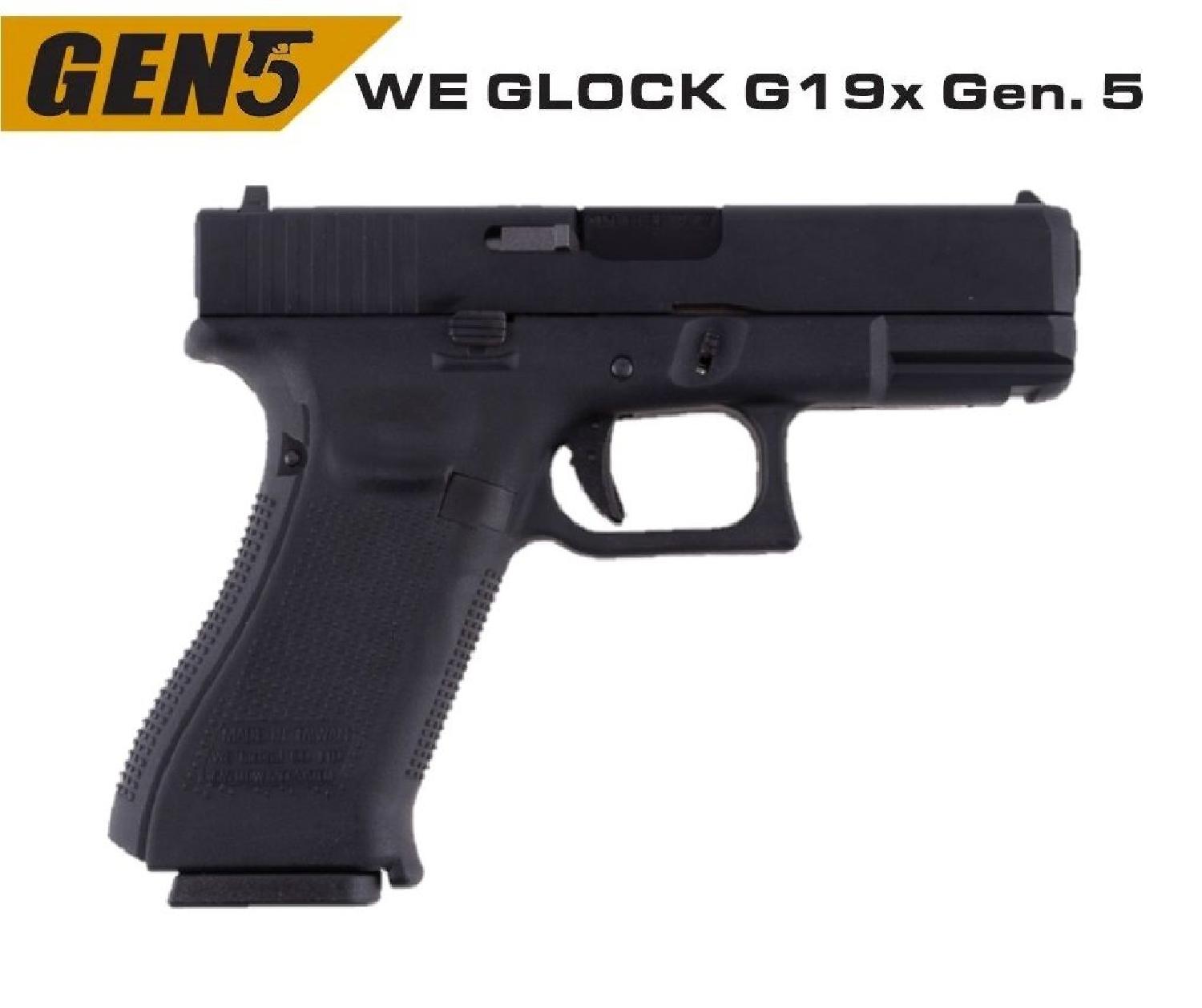 WE Glock G19x Gen5 Siyah GBB Airsoft Tabanca
