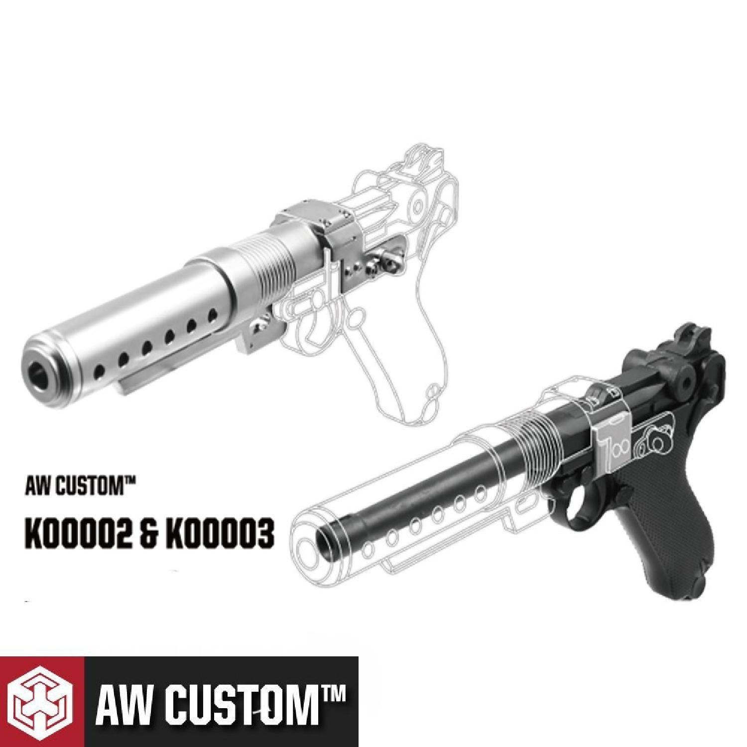 AW 6" Luger P08 Pull Barrel Gümüş & Siyah GBB Airsoft Tabanca - Görsel 2