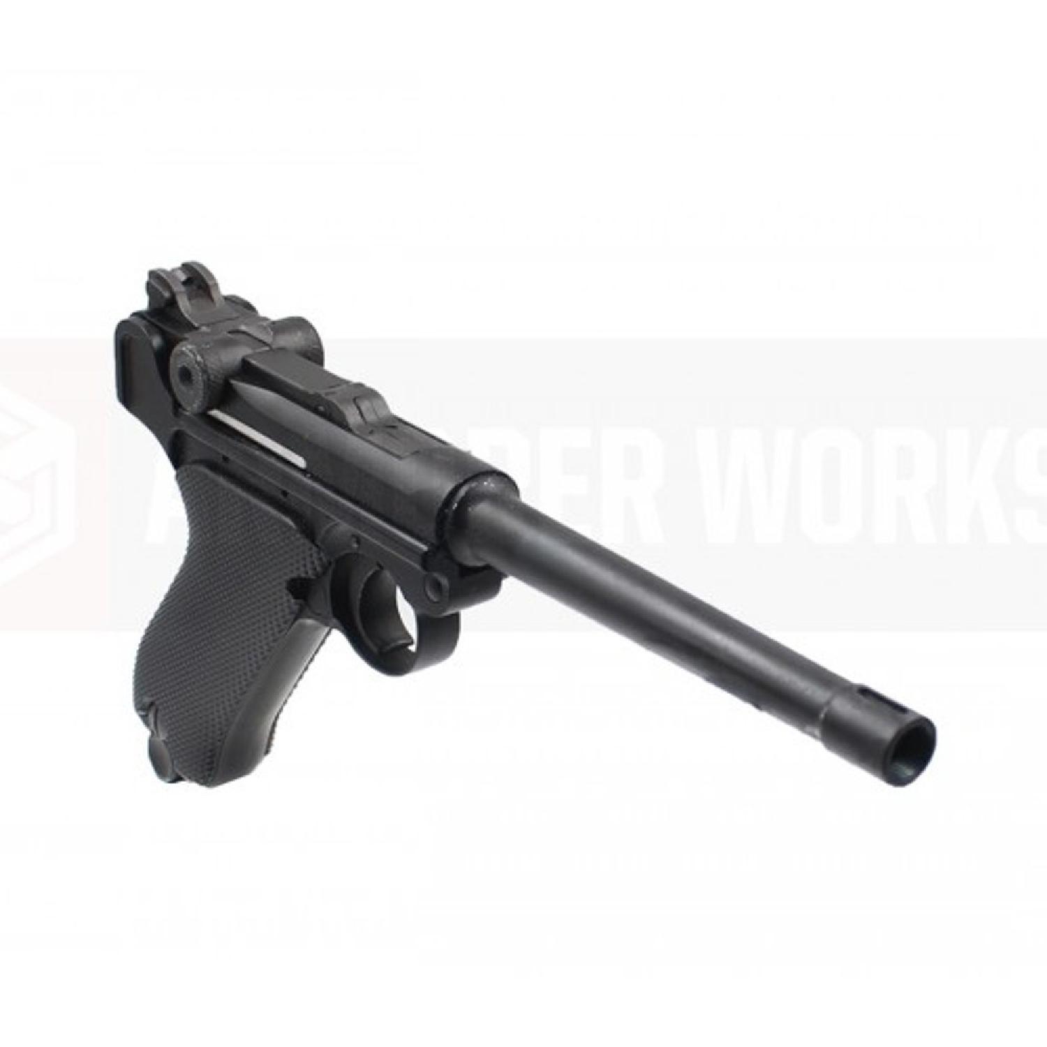 AW 6" Luger P08 Pull Barrel Gümüş & Siyah GBB Airsoft Tabanca - Görsel 3