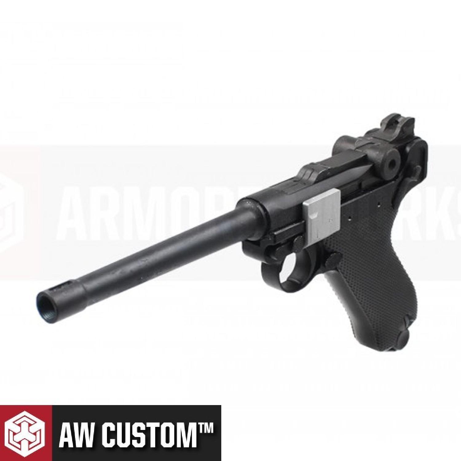 AW 6" Luger P08 Pull Barrel Gümüş & Siyah GBB Airsoft Tabanca - Görsel 5