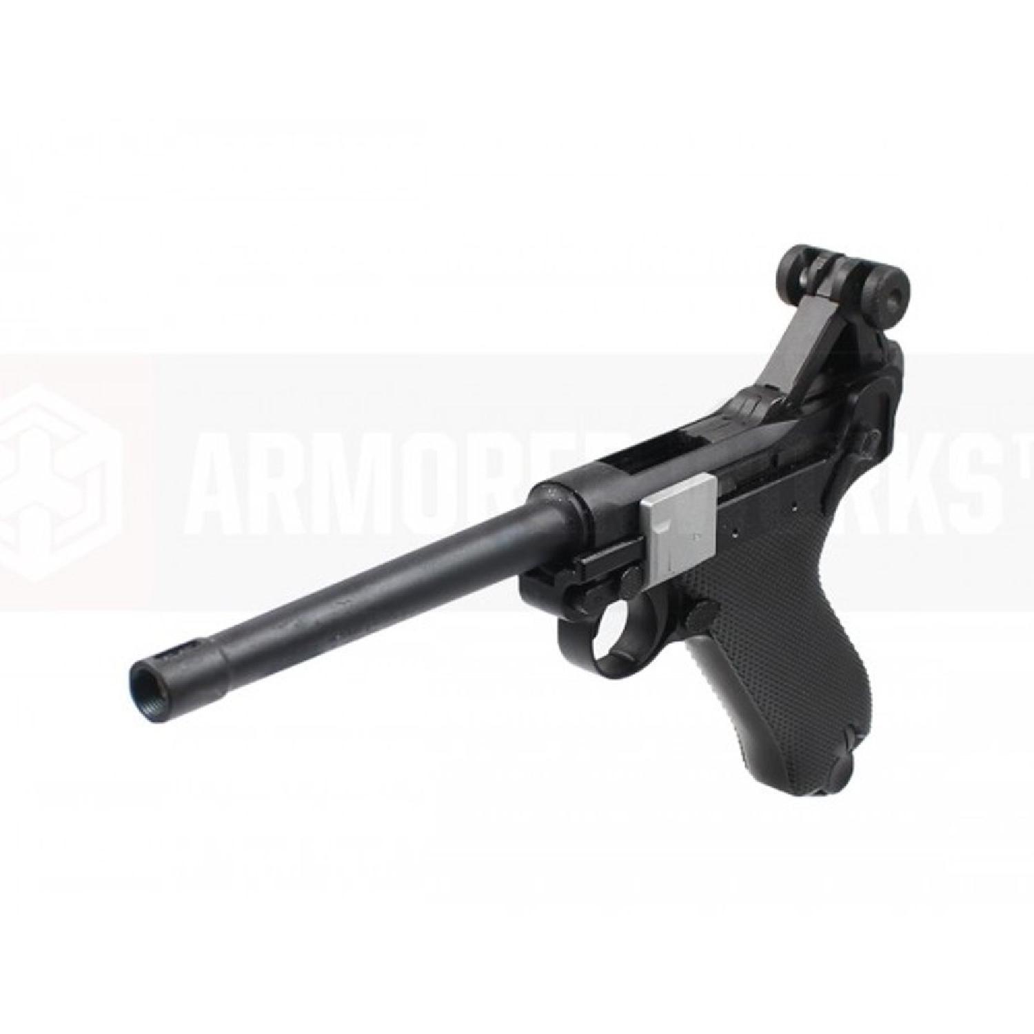AW 6" Luger P08 Pull Barrel Gümüş & Siyah GBB Airsoft Tabanca - Görsel 6
