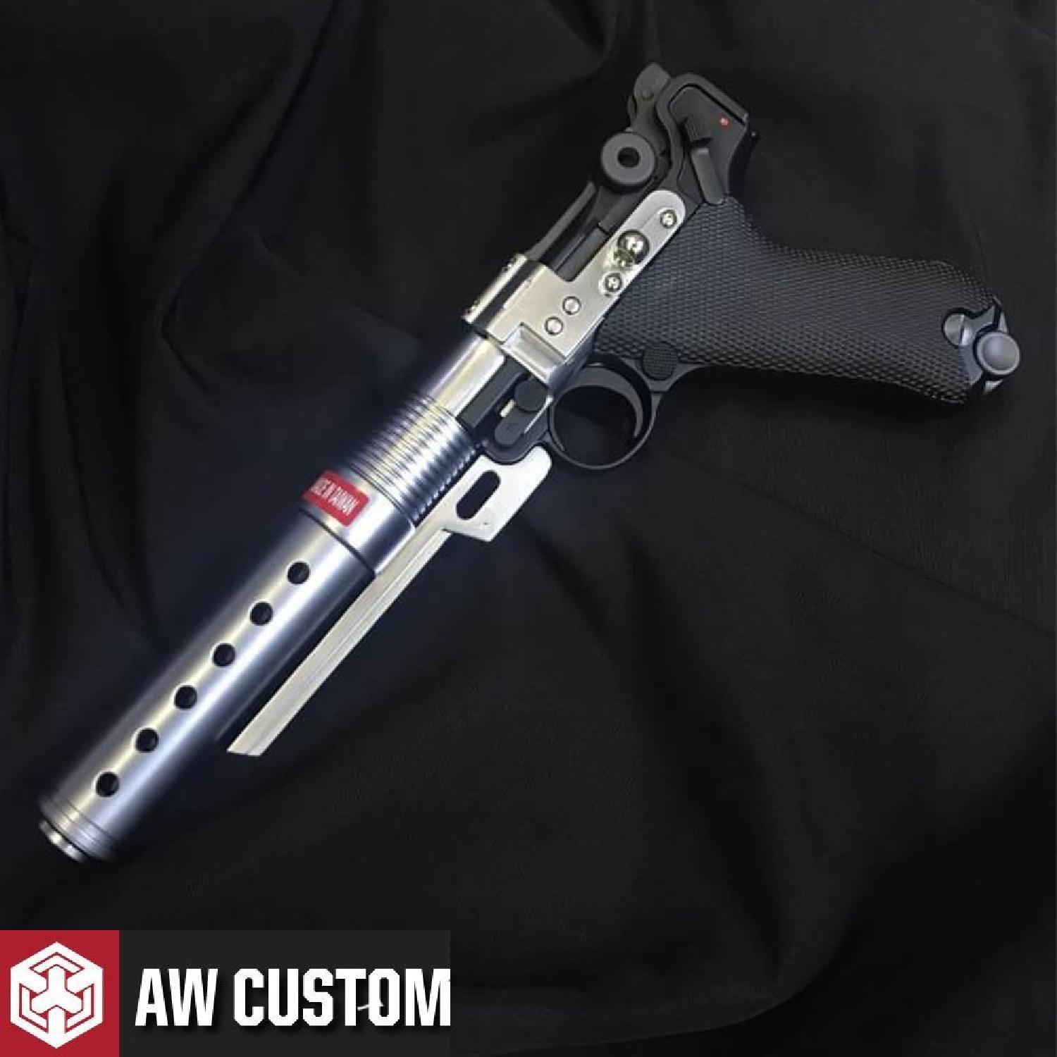 AW 6" Luger P08 Pull Barrel Gümüş & Siyah GBB Airsoft Tabanca - Görsel 7