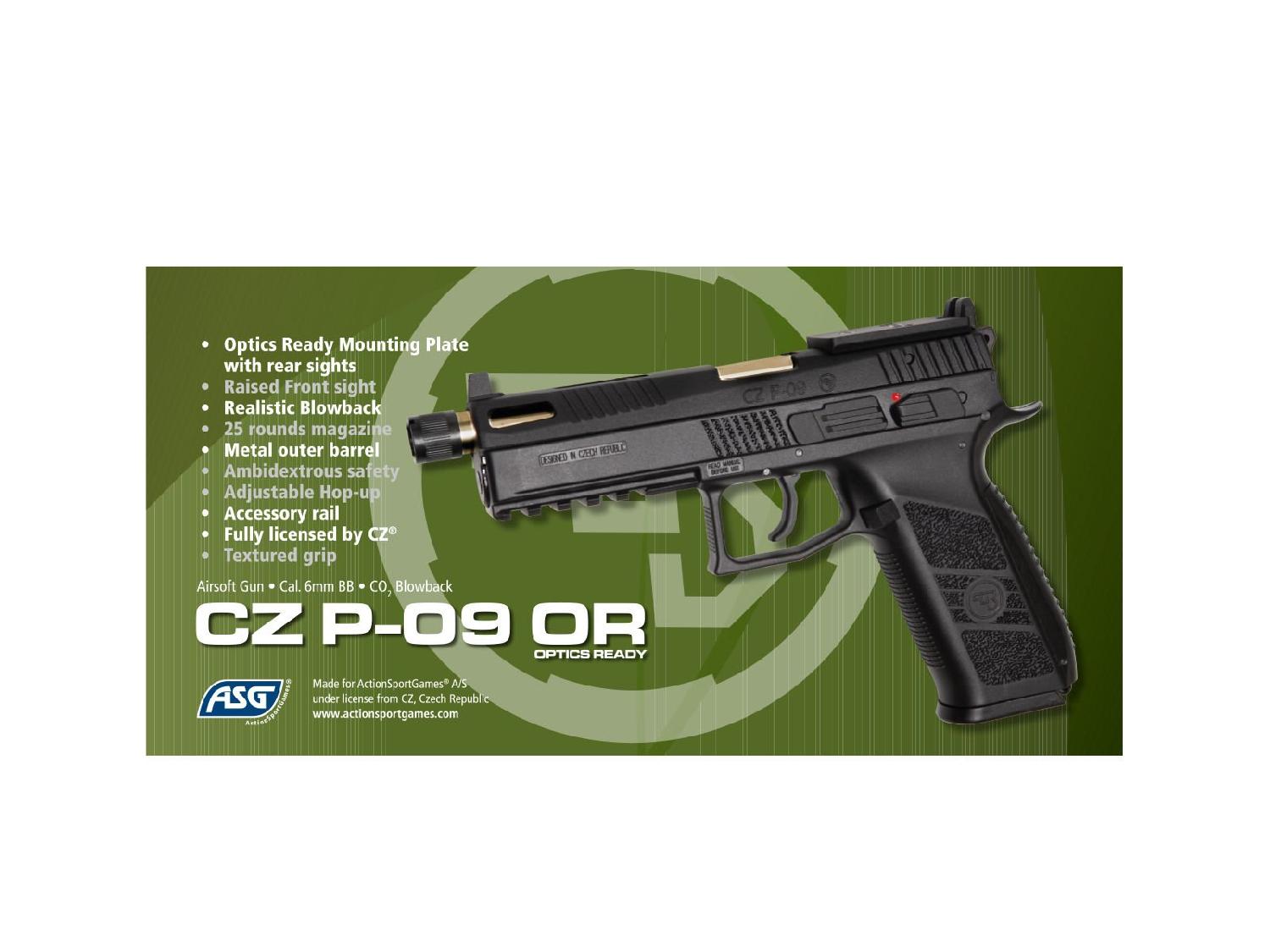 ASG CZ P09 Optik Ayak ve Çantalı Siyah CO2 Blowback Airsoft Tabanca - Görsel 8