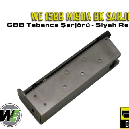 WE M1911A 15BB Siyah Metal Taban GAS Airsoft Tabanca Şarjörü