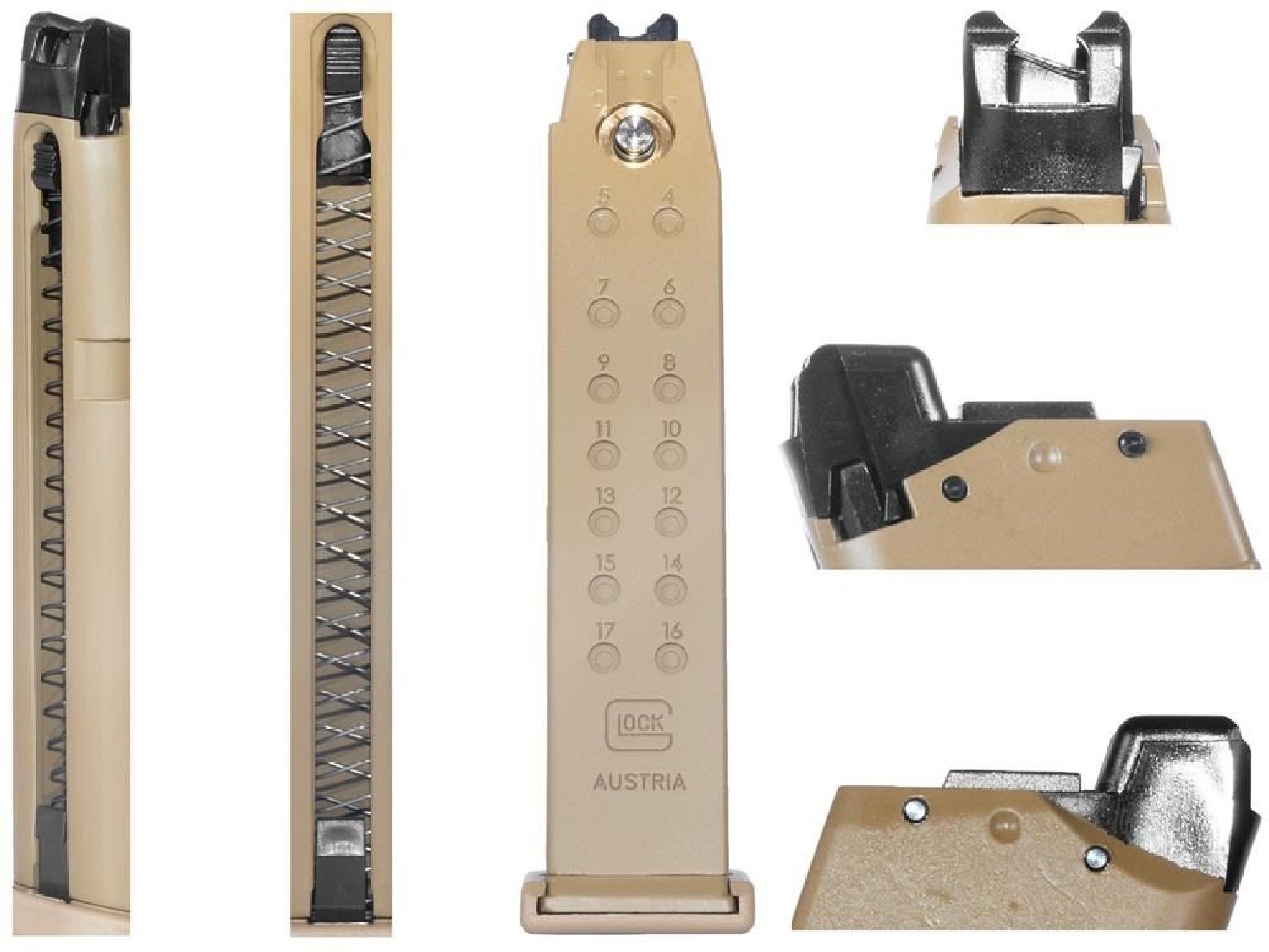 UMAREX Glock 19X, 19, 17, 45 Uyumlu Tan GAS Airsoft Tabanca Şarjörü - Görsel 2